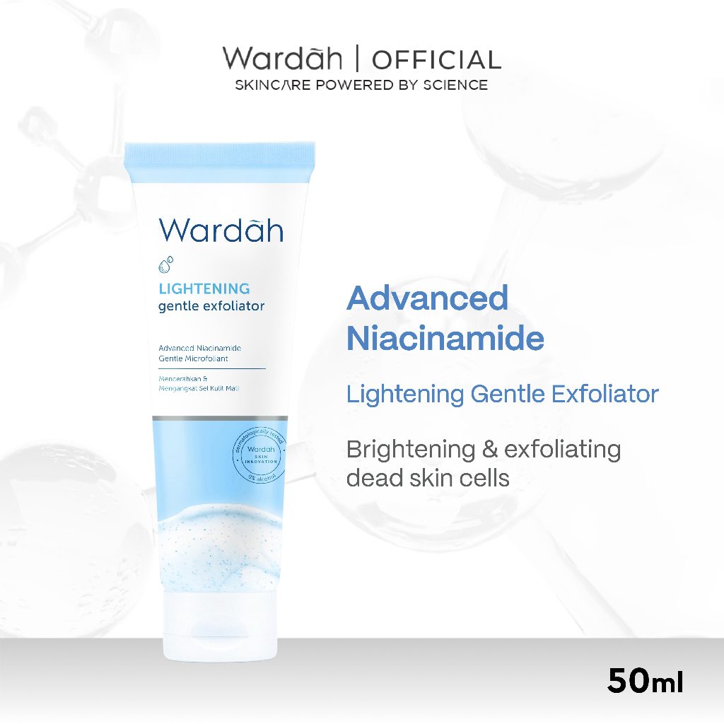 Wardah Lightening Gentle Exfoliator 50ml - Brightening,Pore Cleansing, Remove Dead Skin Cells