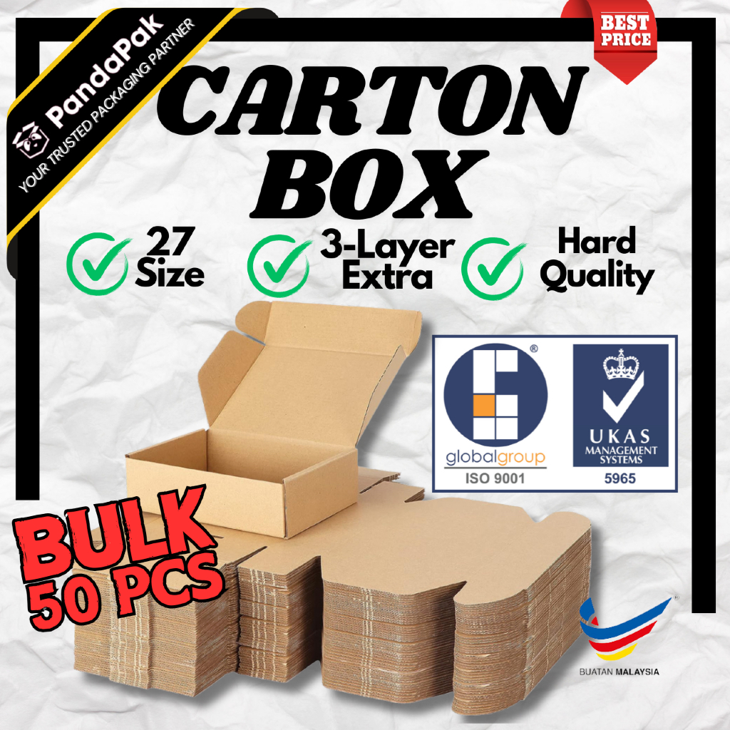 PANDAPAK 50PCS Kotak Carton Box Packaging Box Paper Box Small Box Packing Box Parcel Box Courier Box