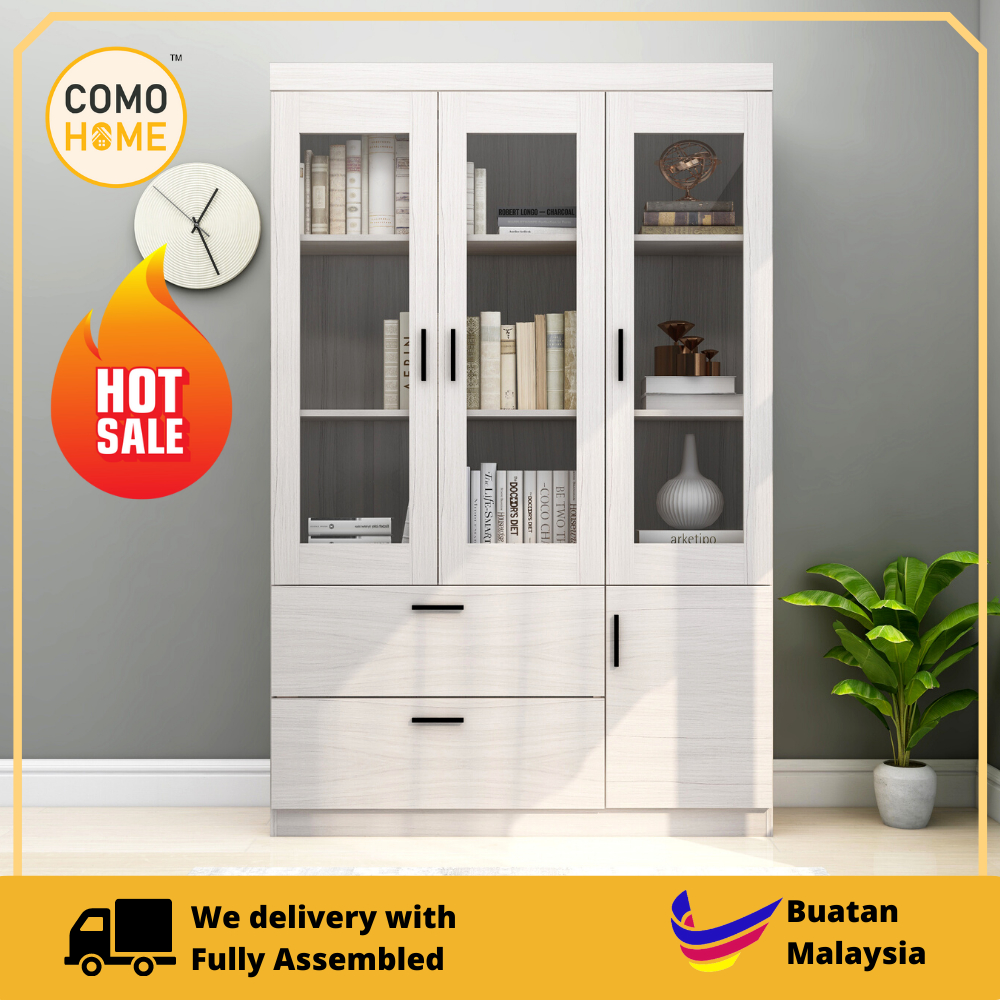 [FREE INSTALLATION] Como Home 3 Doors Bookcase with Drawers (BC13A) Almari Buku | Multipurpose Storage Cabinet