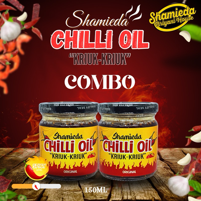 SHAMIEDA [COMBO 2 BOTOL] Crunchy Chili Oil Original - Bottle Pack Food Chili Makanan Spicy Pedas Sedap Sambal Nyet
