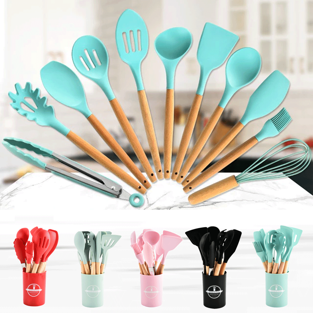 【Ready Stock】14PCS Perkakas Dapur Silicone - Cooking Tools Set, Sudip, Cutleries | Murah Promo + Free Shipping