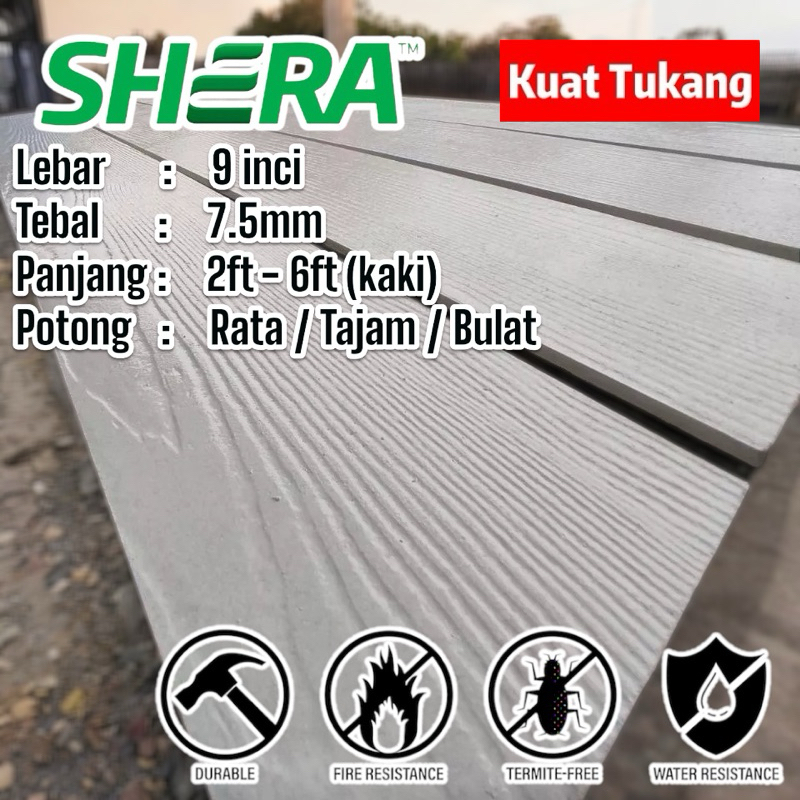 SHERA PLANK 9 INCI x 7.5MM / FACIAL BOARD / PAPAN CANTIK / PAGAR DINDING / PAPAN LELEH / CEMENT FIBRE