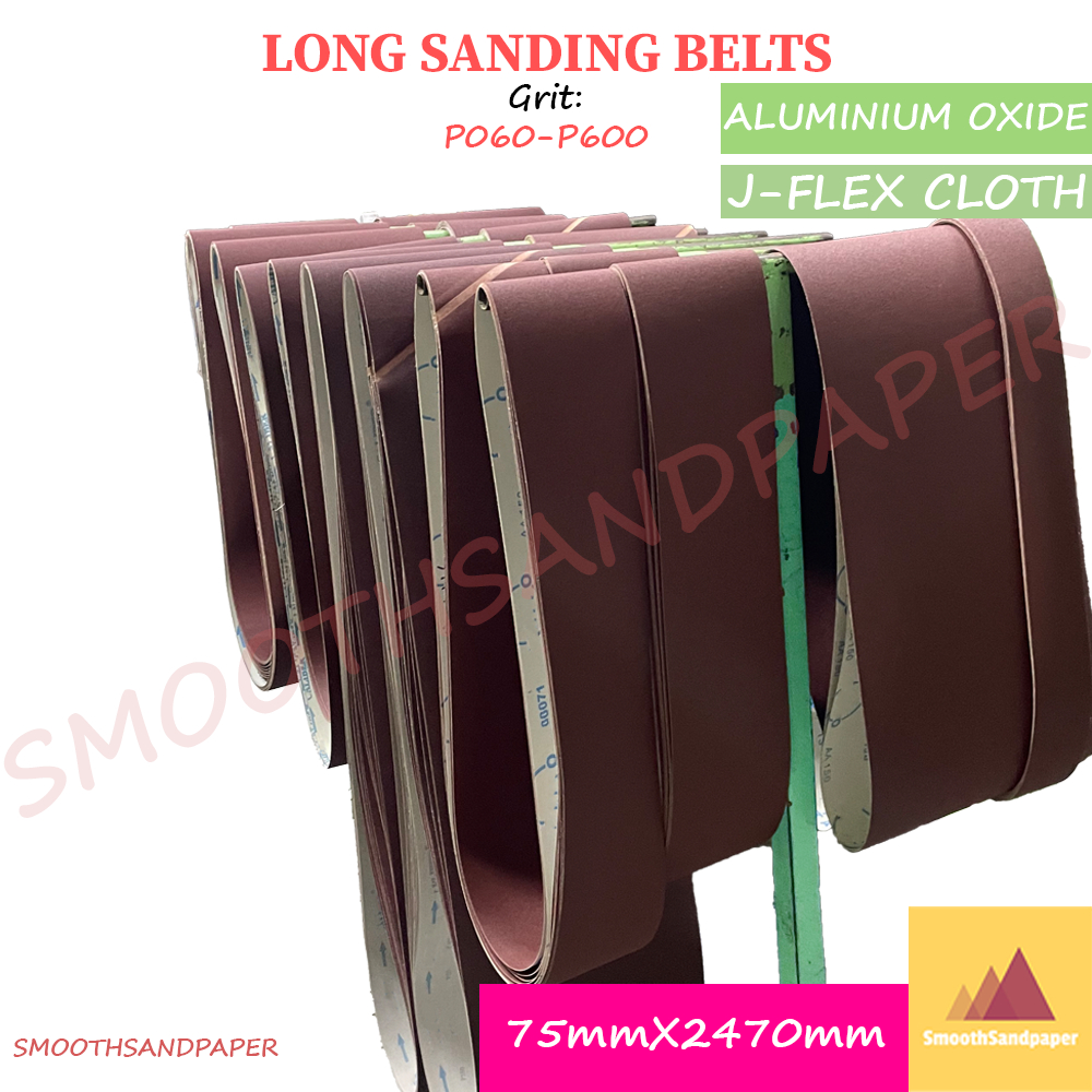 75X2470mm J-Flex Cloth Sanding Belts / Aluminium Oxide 木工家具金属打磨 软布氧化铝红砂带 image 3