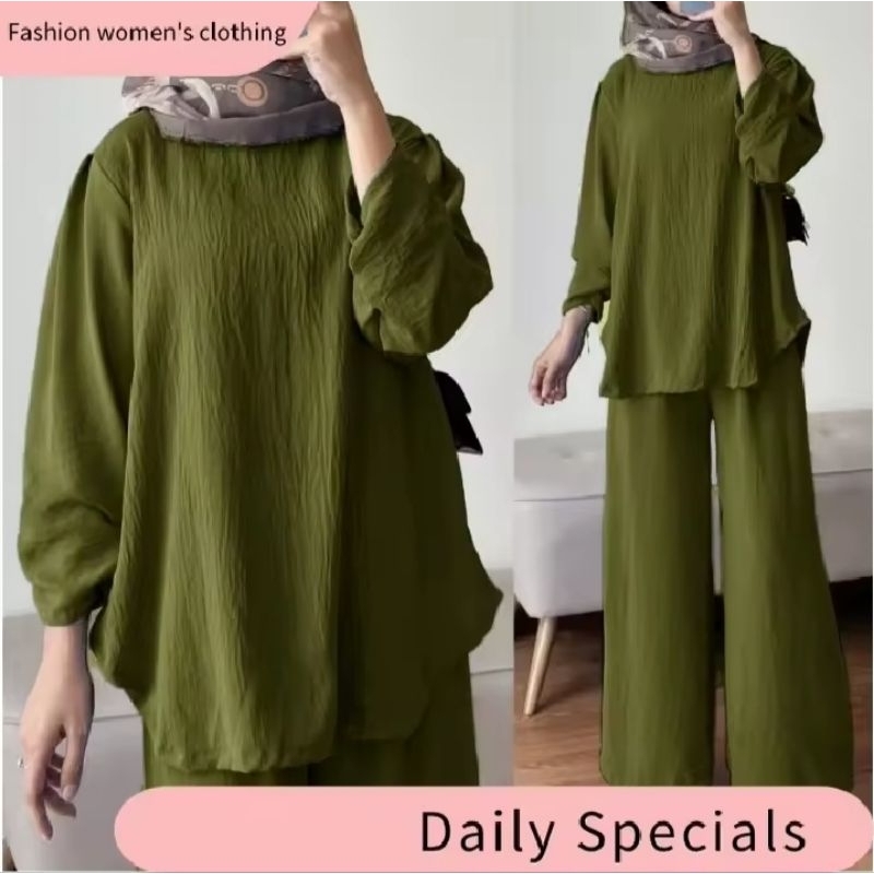 TOPITEM READY STOCK. LOOSE CUTTING CEY CREPE. BAJU KURUNG NEW LOSS By Yoga & Gym