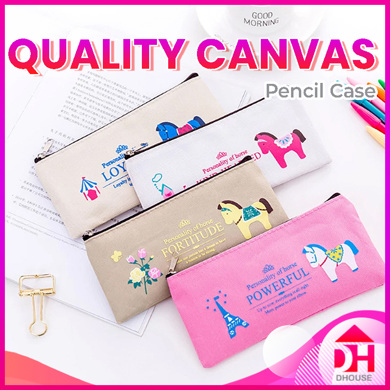 Canvas Zipper Pencil Box Case Stationery Organizer Pouch Multi Usage Makeup Coin Purse Kotak Pensel