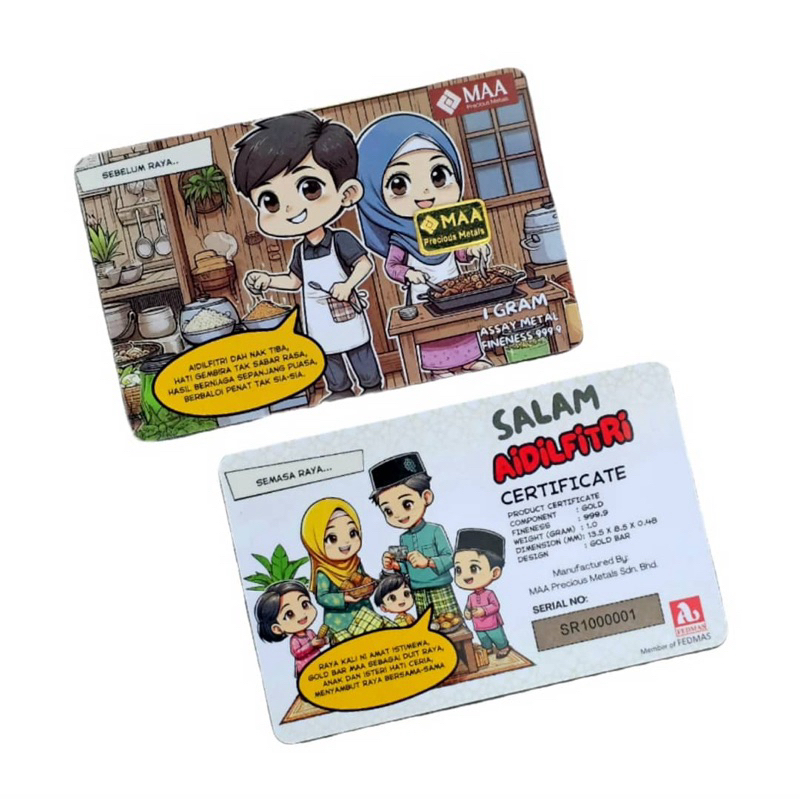 GOLDBAR PURE 999.9 1G VERSION SELAMAT HARI RAYA