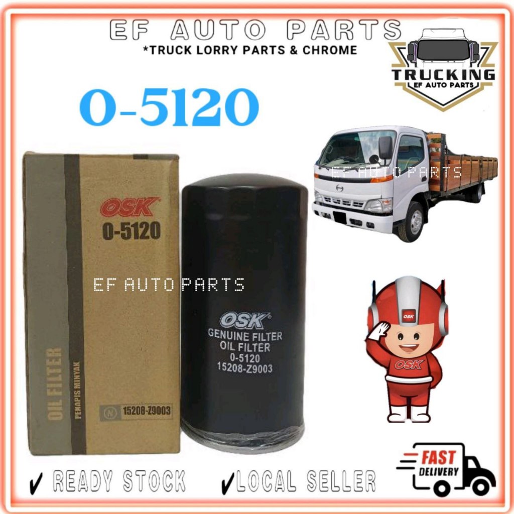 OSK O-5120 OIL FILTER NISSAN CMB81 15208-Z9003 PENAPIS MINYAK LORI LORRY EF AUTO PARTS