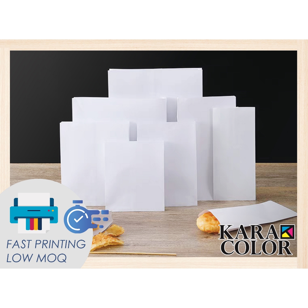 Pocket Oil Proof White Kraft Paper Satay Bun Burger Kertas Tahan Anti Minyak Kebab Sandwich Borong Wholesale Murah Roti