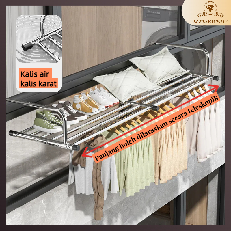 【Malay Shipment】Stainless Steel Foldable Towel Hanger Balcony Laundry Cloth Drying Rack Indoor Outdoor Clothes Hangers