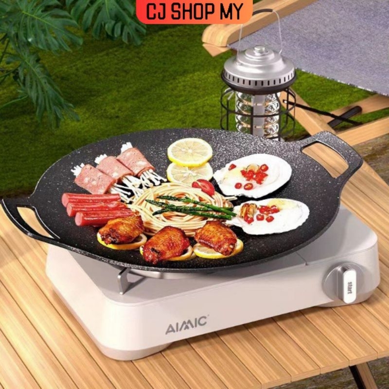 28/30/32/34/36/38/CM Non Stick Korean Grill Pan Camping Grill Pan Korea Griddle Grill Pan Outdoor Camping Bbq Pan
