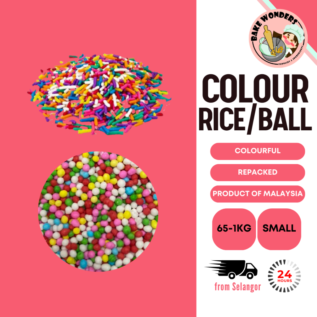 Colour Rice/Colour Ball/Color Rice/Rice Sprinkles/Toppings/Rainbow Toppings/Manik Bebola/Urai