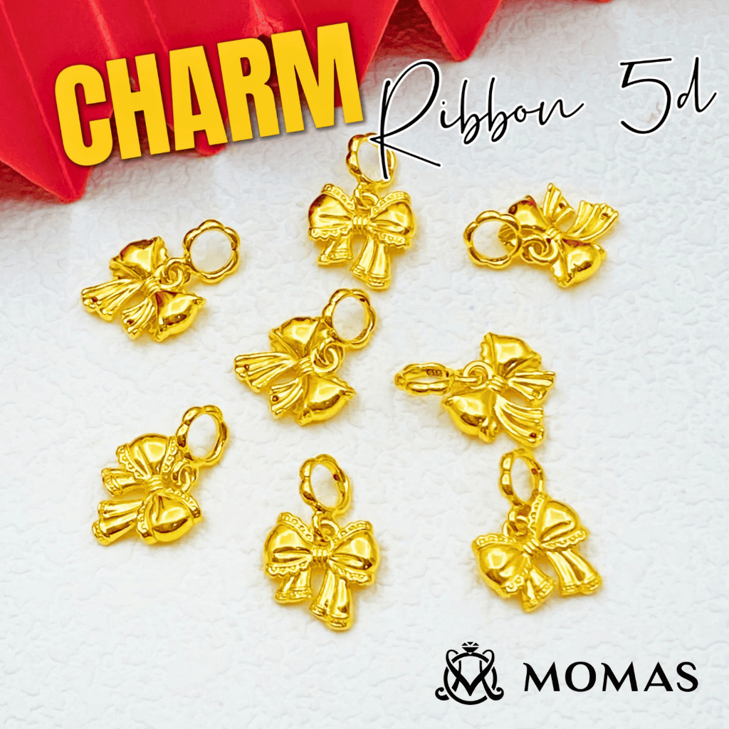 MOMAS  Charm Ribbon 5D Emas 916 Beads Alphabets 3D  Bead Enamel Emas 916 Charms 916