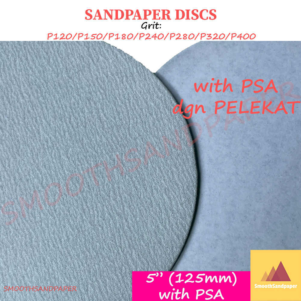 5" (125mm) [100pcs] Abrasive White Sandpaper Discs (with Adhensive) 砂纸背胶圆盘 image 5