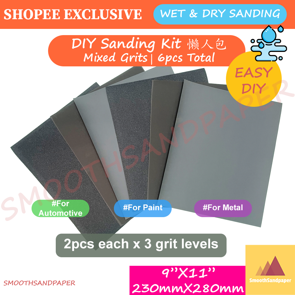WET&DRY Sanding | DIY Sanding Starter Kit 懒人包 | Mixed Grit Sandpaper Sheets for Wood, Paint, Metal | Beginner-Friendly