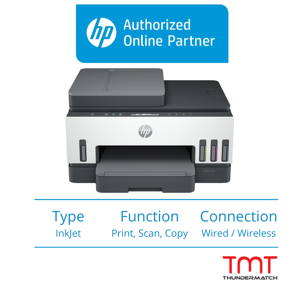 HP Smart Tank 750 | Print/Scan/Copy/ADF | Wifi Printer | Duplex | GT53/GT53XL(B)/GT52(C) | 5k Pages 