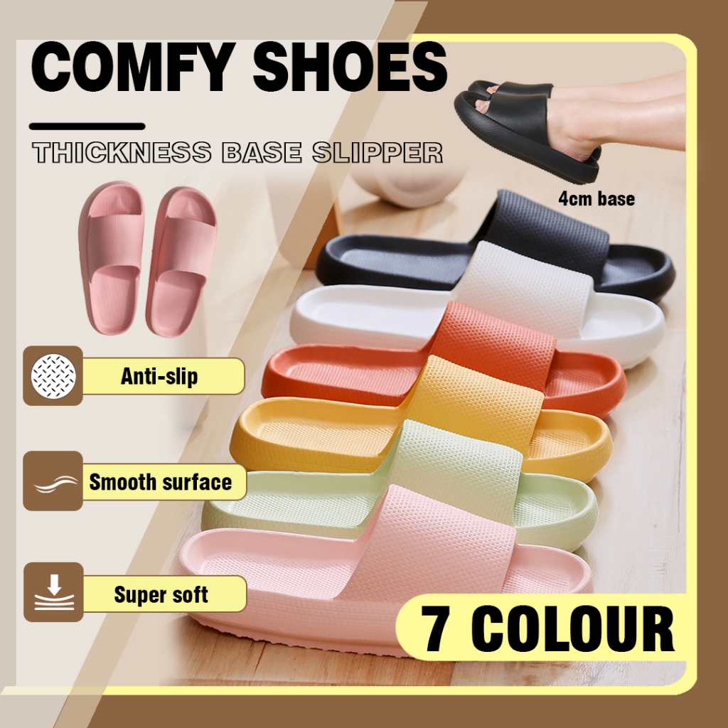 [CRAZY SALE] Home Slipper Thick Sole Flat Shoes Comfy Indoor Unisex Women Men Shower Kasut Rumah Anti-slip Sandal防滑鞋子