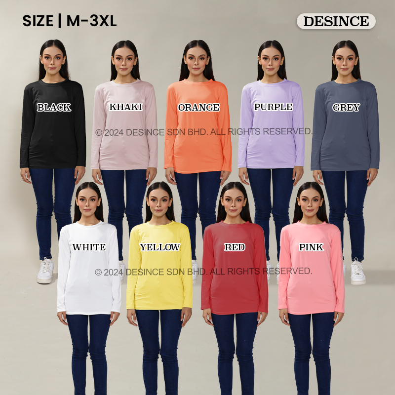 ?? DESINCE Women Long Sleeve T-shirt Long Top Woman Casual Solid Color Tshirt Perempuan Lengan Panjang WT 062
