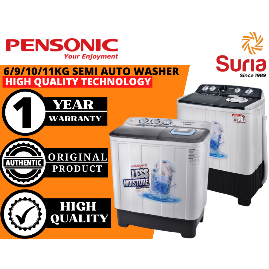 (Free Delivery Penang,Kedah & Perlis)Pensonic 6/9/11kg Semi Auto Washing Machine Mesin Basuh PWS-6005X PWS-9005 PWS-1105
