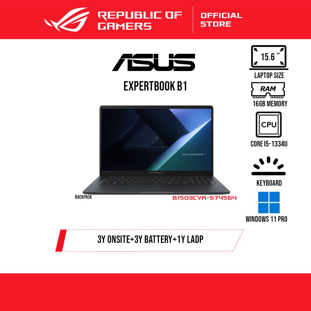 Asus ExpertBook B1 B1503CVA Intel Core i5-1334U | 16GB DDR5 | 512GB SSD | 15.6" FHD | Windows 11 Pro (B1503CVA-S74564)