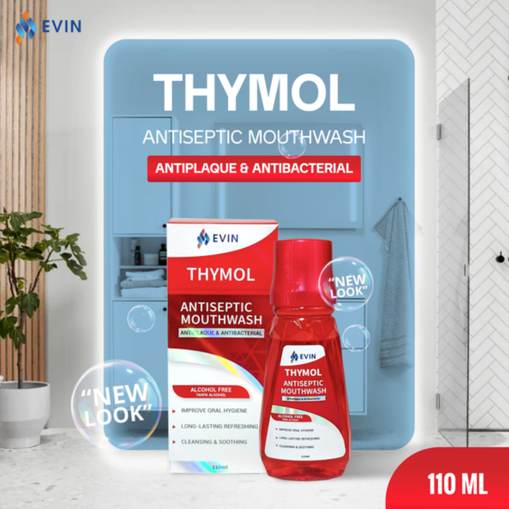 Evin Thymol Antiseptic Mouthwash Ubat Kumur Mulut Alcohol Free 漱口水 110ml