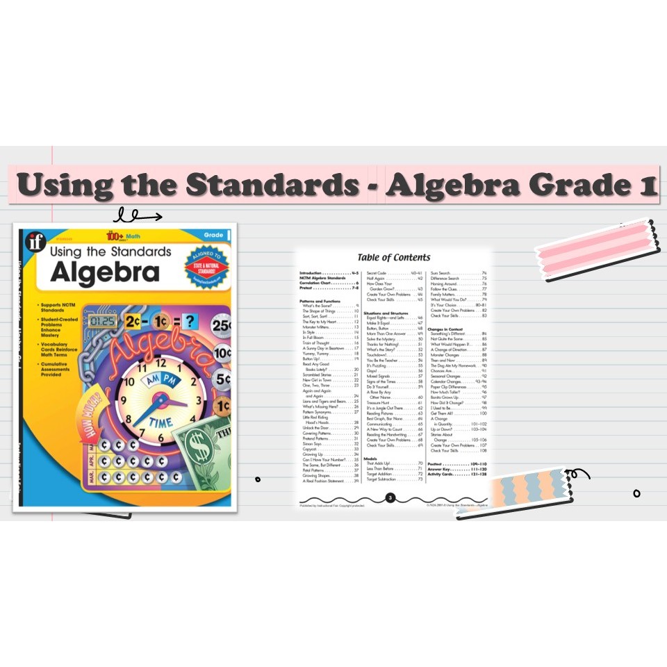 [PRE554] 130 pages  Using the Standards - Algebra Grade 1 Worksheet PDF version 电子书 (answer provided