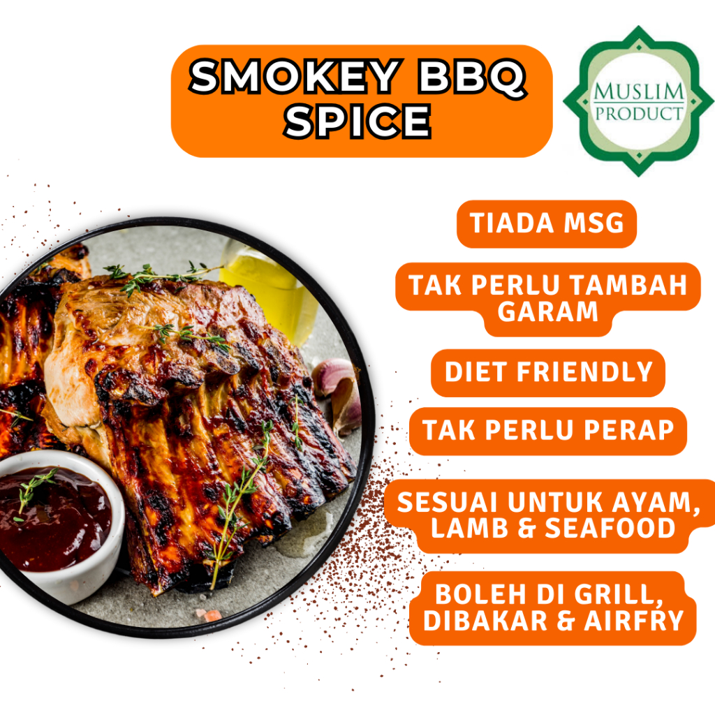 REMPAH SMOKY BBQ PREMIUM BLEND -SPICES BBQ SEASONING - REMPAH BAKAR GRILL - AYAM LAMB SEAFOOD - WESTERN SPICES / RUB