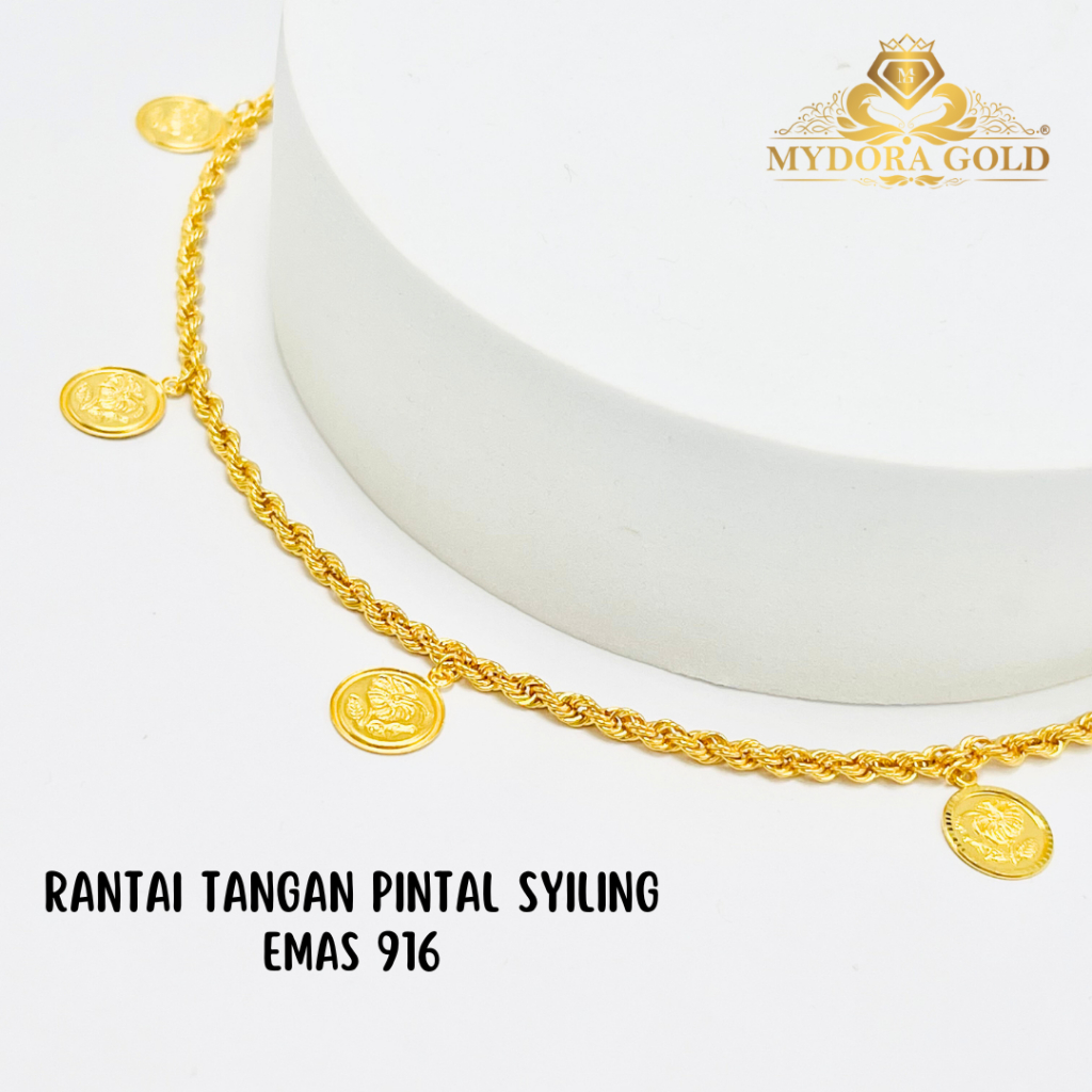 MYDORA Rantai Tangan Pintal Gantung Duit Syiling l EMAS 916/22K