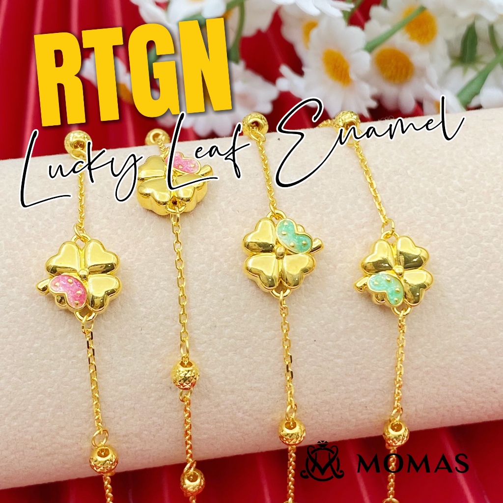 Rantai Tangan Lucky Leaf Enamel Emas 916 Tulen Rantai Tangan Sauh Emas 916 Rantai Tangan Emas 916 Tulen Emas 916