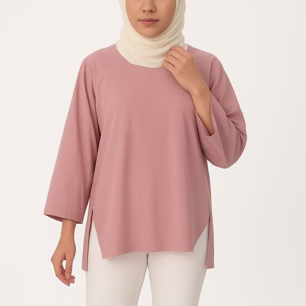 YAN@YAN Baju kemeja Perempuan Style CORDUROY Green Loose-Fitting Wanita 3/4 Sleeve Blouse-8328