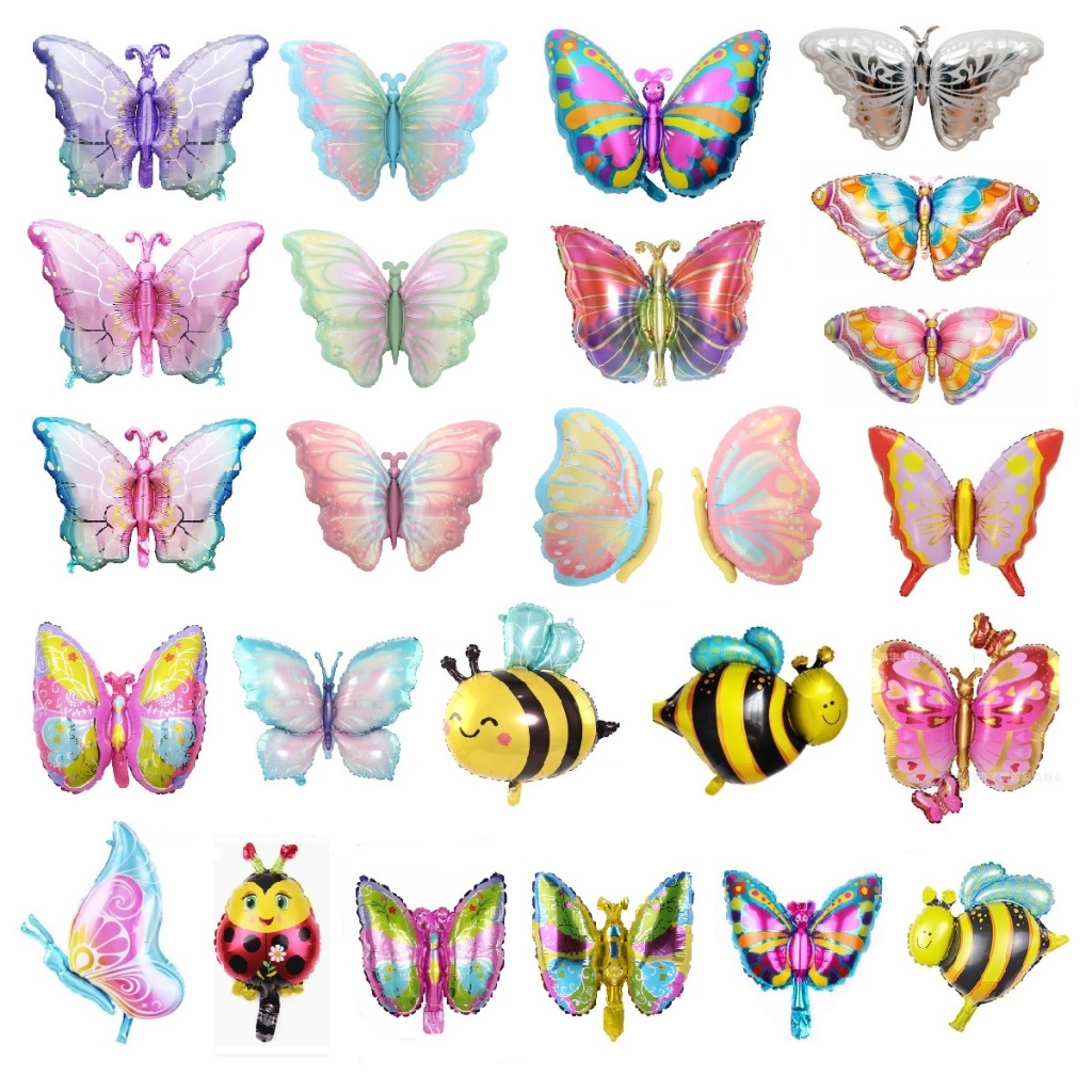 [Ready Stock] Insect Themed Foil Balloon Bee Butterfly Ladybug Animal Forest Party Supplier QQ Balloon 昆虫蝴蝶蜜蜂气球