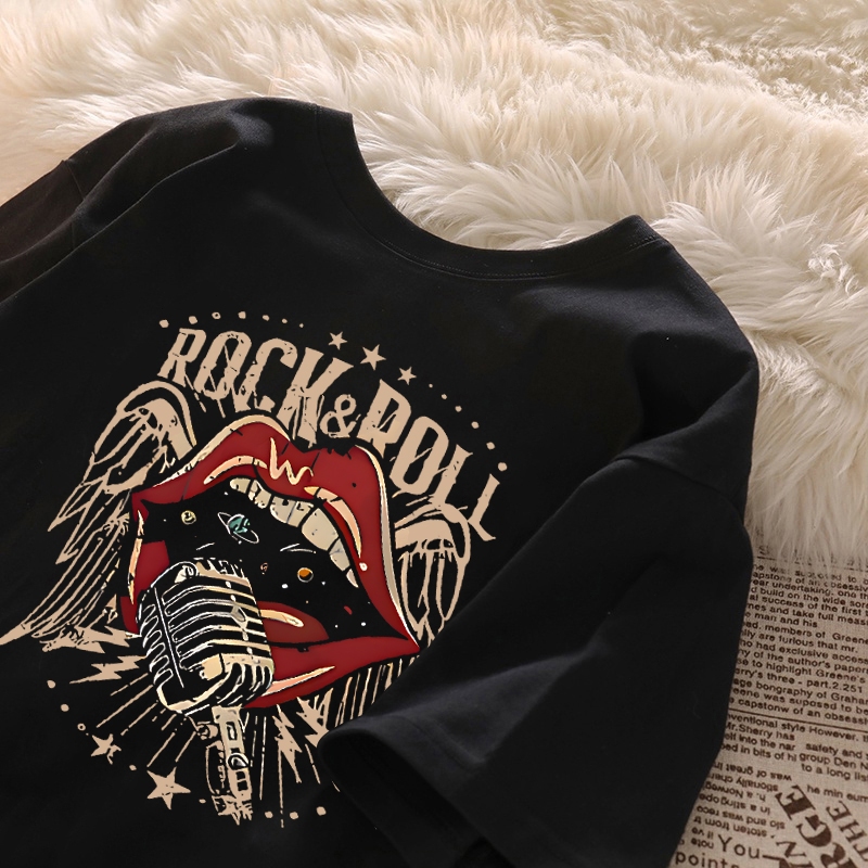 Korean women clothing | Oversized T-shirt 100% cotton | LIPS stylish casual tops