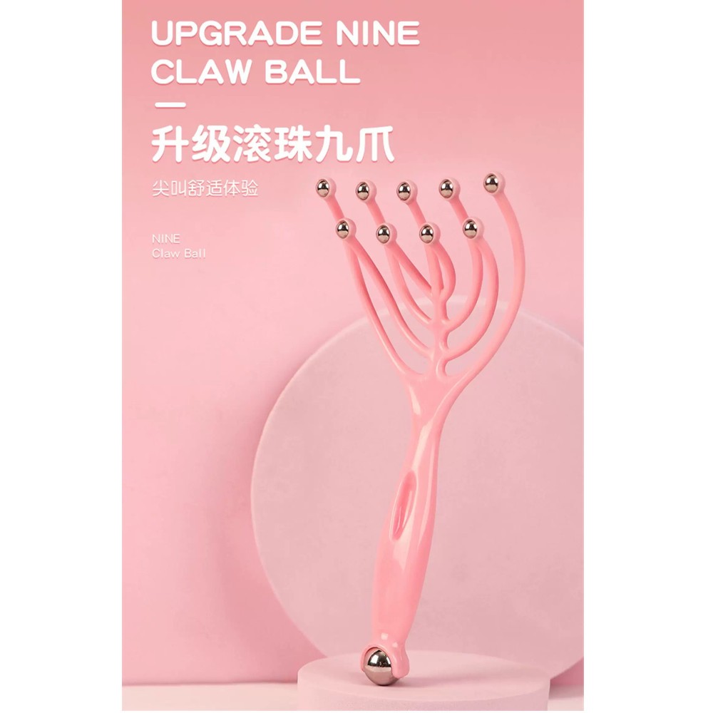 Head Massager 9 Finger Head Massage Spider Roller Ball Claw Massager Relax Wellness Head Massage for SPA Office Home