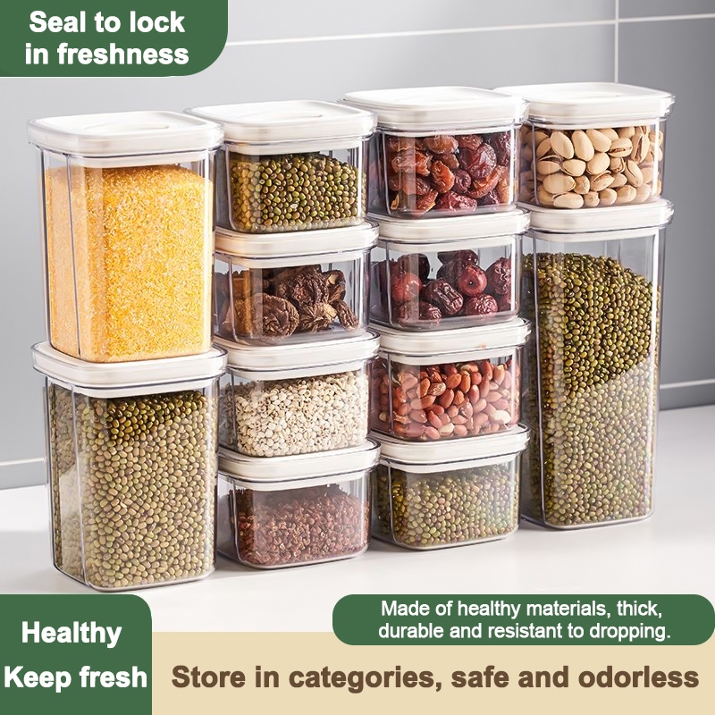 Airtight Food Container Kedap Udara | Vacuum Seal for Rice/Spices/Dry Food | Stackable Clear (3/5/7L)