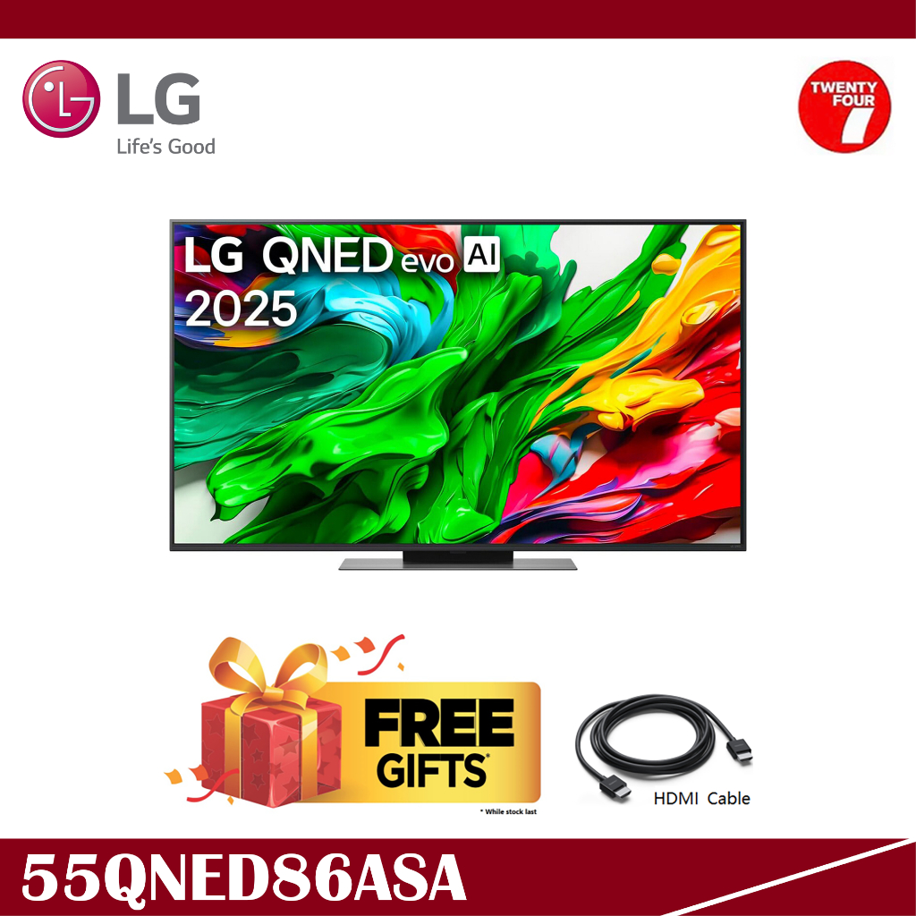 [ Delivered by Seller ] LG 55 inch QNED evo AI TV QNED86 MiniLED 144Hz Gaming Mode* Dolby Vision (2025) 55QNED86ASA