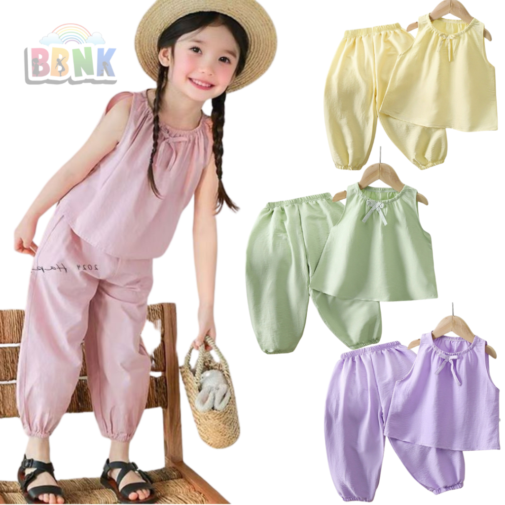 BBKid 🦄️ 6M-5Y Girl Summer Cooling Baju Long Pants Set RA001