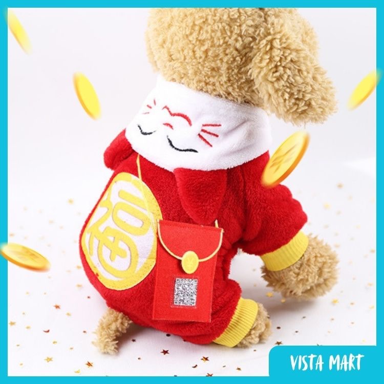 Angpau Bag For Pet Dog Cat Chinese New Year Outfit Styling E-wallet Qr Code 红包袋