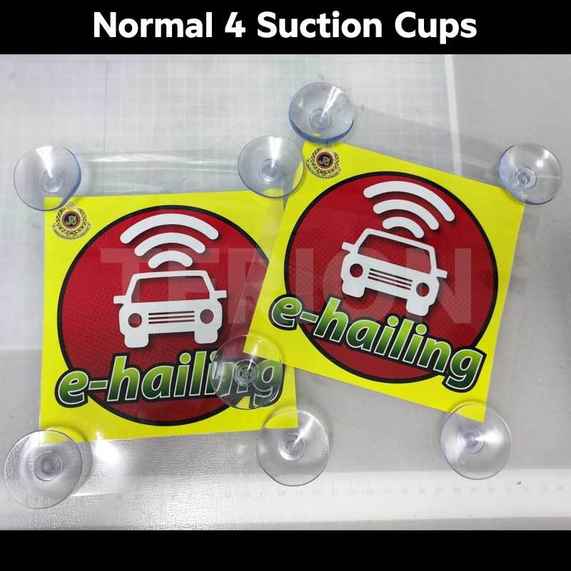 Tanda Ehailing No-Frills (15x15CM) dgn 4 Suction Cups - Murah dan Mudah Dipasang atau Ditanggalkan