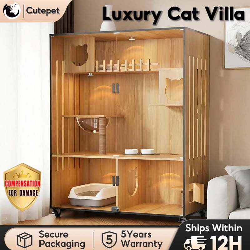 sangkar kucing cat tree besar cat cage cat villa rumah kucing Premium Solid wood house XXL 猫别墅