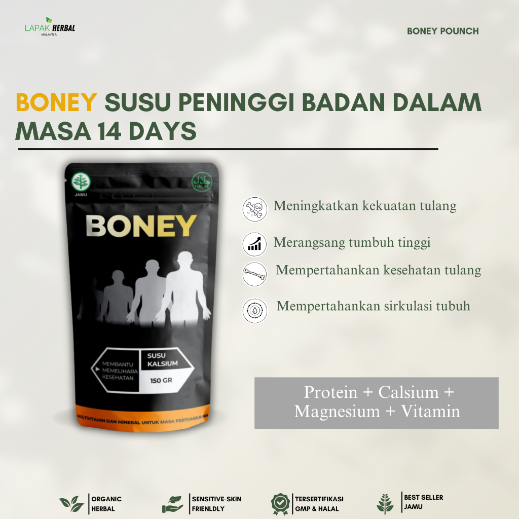 Boney Ubat Tinggi Orignal Milk Powder Susu Tinggi Badan Height Growth Increase Peninggi Badan