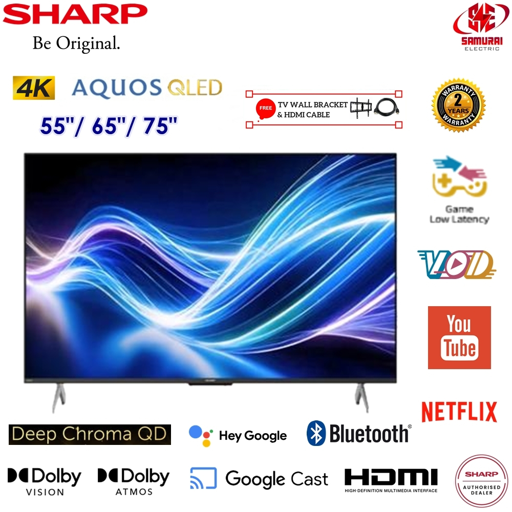 Sharp AQUOS QLED 4K Google TV With Deep Chroma QD 55" 4TC55HL6500X/ 65" 4TC65HL6500X/ 75" 4TC75HL6500X