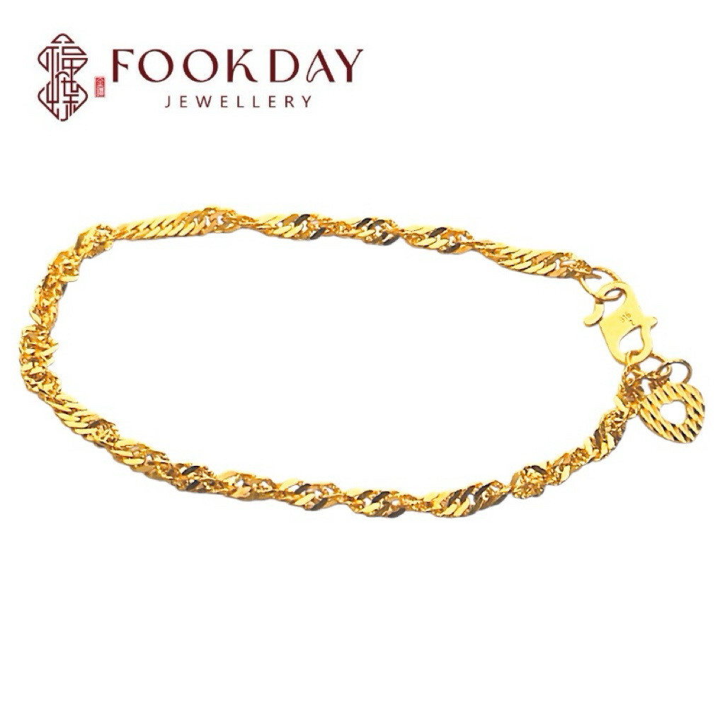 FOOKDAY 916 Emas Rantai Tangan Giler Padu Gold 916 Water Wave Bracelet 黄金916水波手链