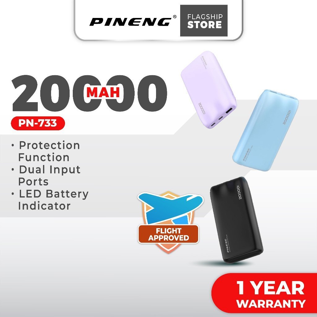 [NEW] Pineng PN-733 Type-C In & Out Portable Powerbank PN733/PN732 (20000/10000mAh) Pineng Powerbank