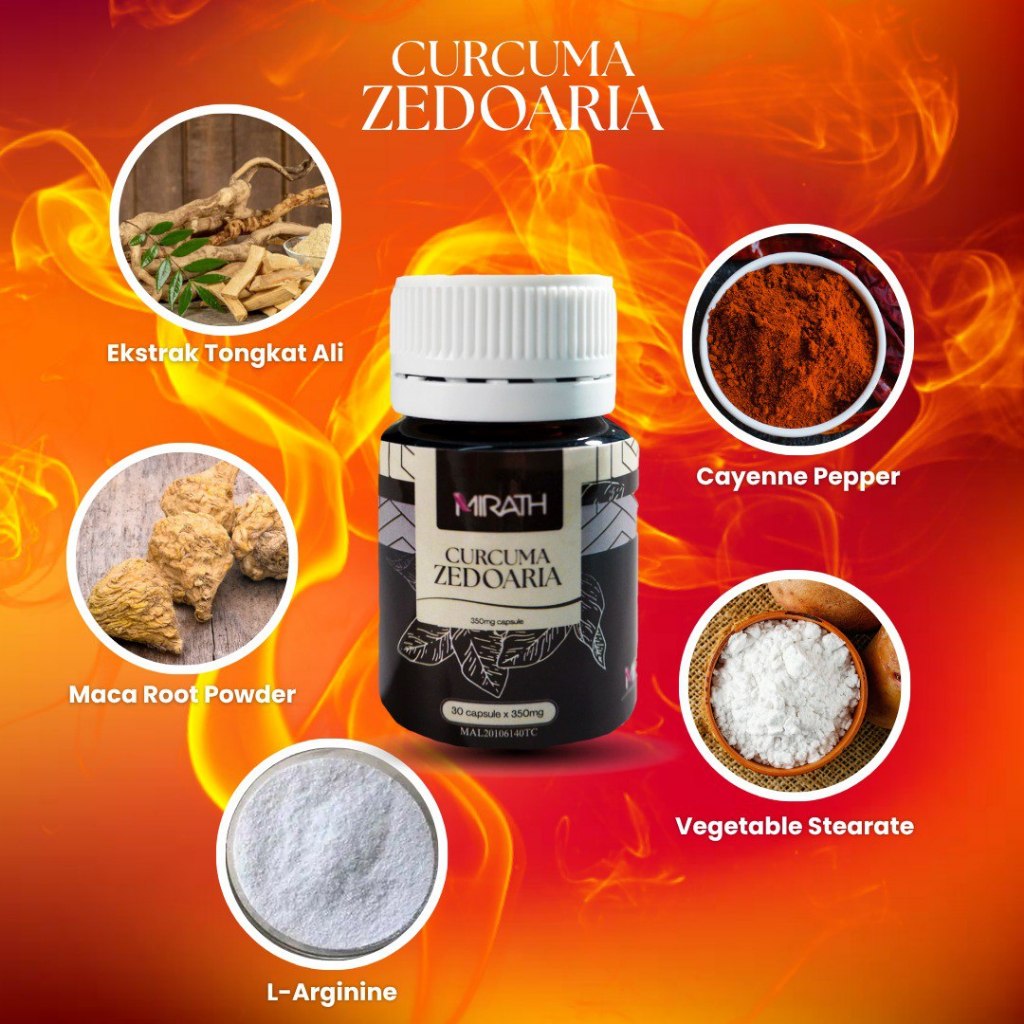 MIRATH Curcuma Zedoaria ORIGINAL HQ Kunyit Putih Capsule Tongkat Ali Kopi Lelaki Lulus KKM kesihatan