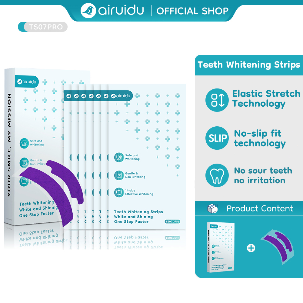 Airuidu Purple Teeth Whitening Strips 7PCS With V34 Technology Dental White Patch Oral Hygiene Dental Tool 牙贴