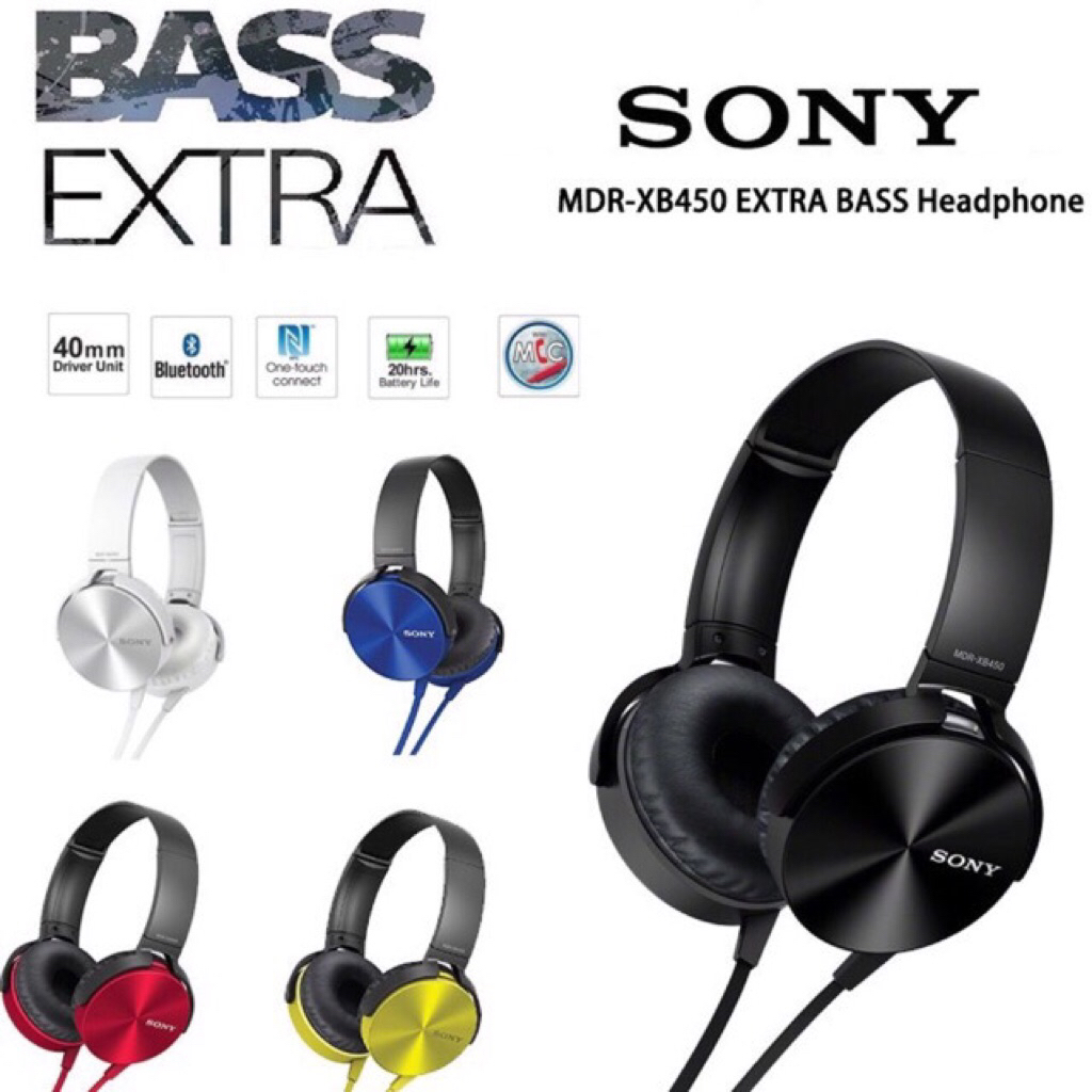 ? Sony 450 Extra Bass Stereo Gaming Headphone Over Ear Headset Noice Cancelling Mic XB450AP XB450BT Wired Headphone