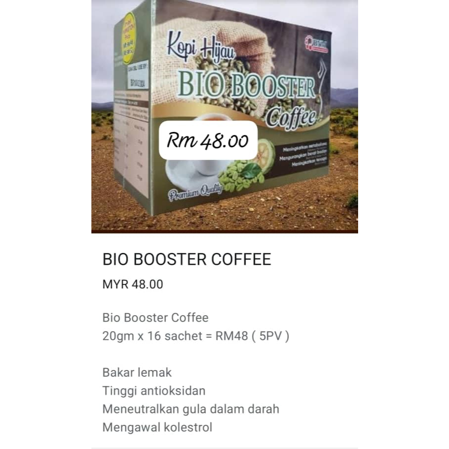 Bio Natural Kopi Hijau Bio Booster Coffee 16 Sachets X 20g