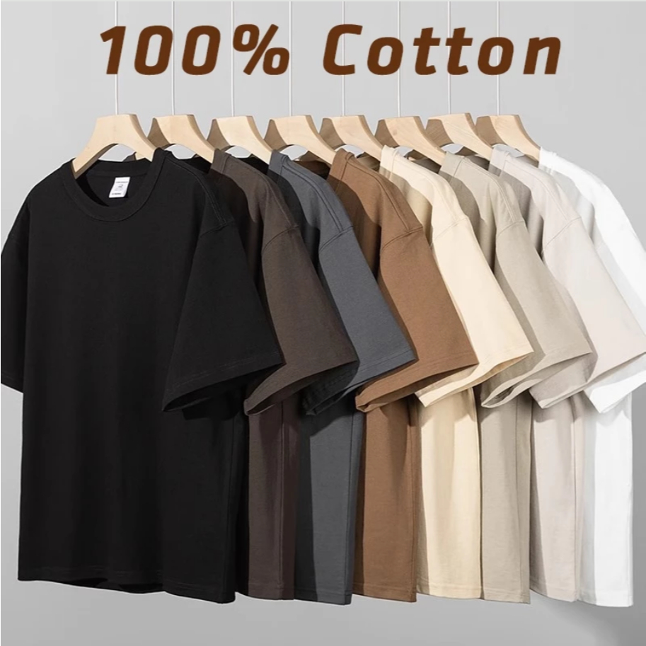 T Shirt Oversized Plus Size Unisex Premium 220 GSM Cotton Round Neck Half Sleeve Baju Lelaki Tshirt Oversize Short Sleev