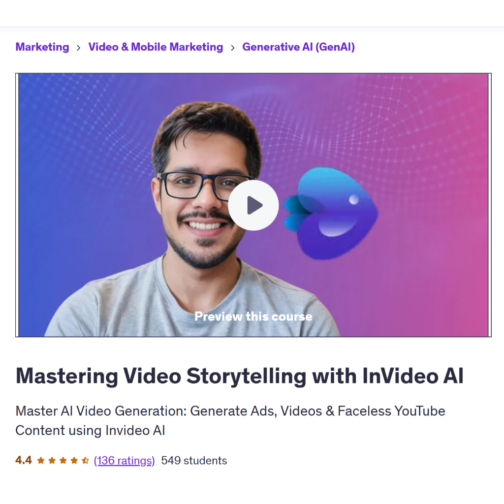 Make Ai Video Course - Mastering Video Storytelling with InVideo AI