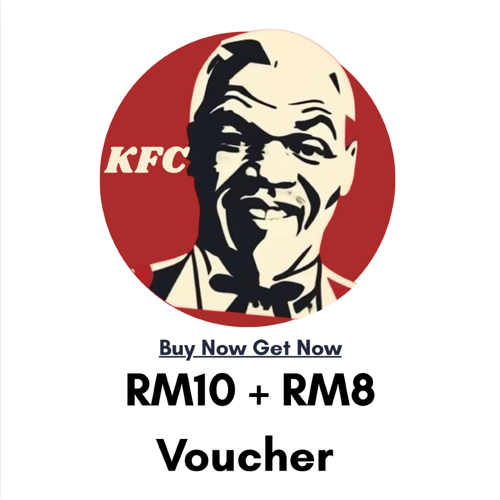 KFC Voucher RM10 + 8 OFF | 2 in 1 Instant Digital Vouchers Sticker