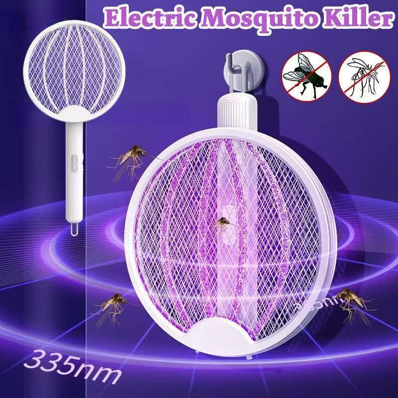 4-in-1 Folding Mosquito Swatter Electric Insect Racket USB Rechargeable Dual Modes Mosquito Swatters Kill Fly Bug
